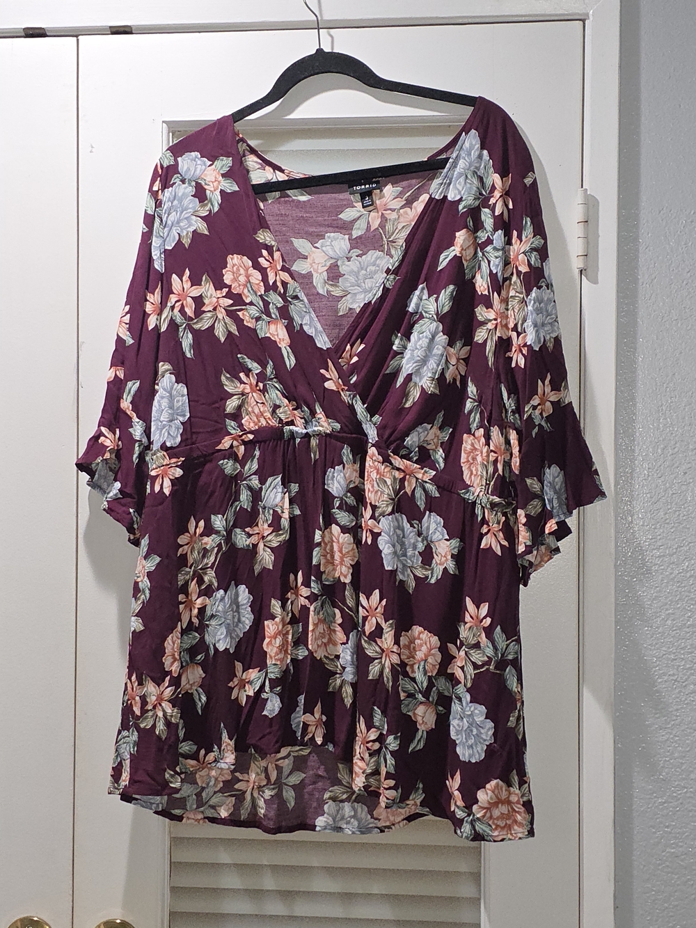 torrid Plum Floral Wrap Tunic Top